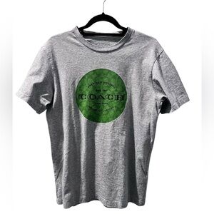 Coach Signature T-Shirt Size Small Short Sleeve Heather Gray Green Men's Casual